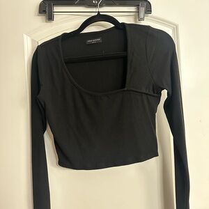 Naked Wardrobe Black Long Sleeve cropped Top L